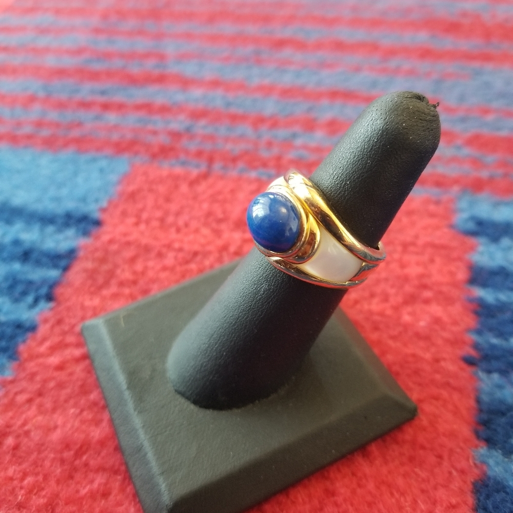 Blue Lapis & Mother of Pearl Silver Ring!!!🦋💖